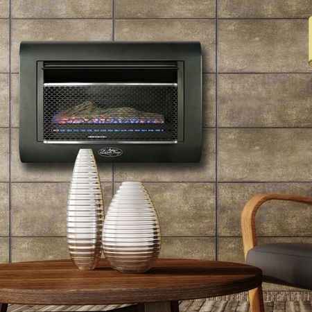 DULUTH FORGE Dual Fuel Ventless Linear Wall Gas Fireplace With Log - 26,000 B DF300L